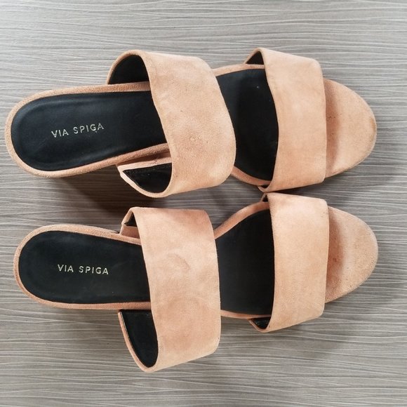 Via Spiga Galene Slide Sandal, Salmon Suede, Womens Size 7.5 M / 37.5 - Picture 8 of 10